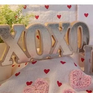 Farmhouse Valentine’s Day Wooden XOXO Tiered Tray Tabletop Decor Sign